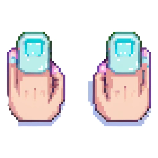 pixel art fingernails, simple, blocky, pastel colors sticker