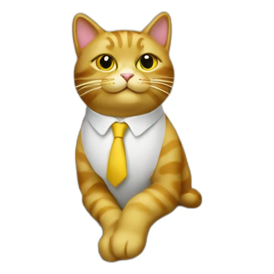 cat secretary sitting on top of the gold cloud sticker