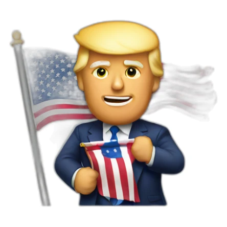 Donald Trump TAKING AN American flag sticker