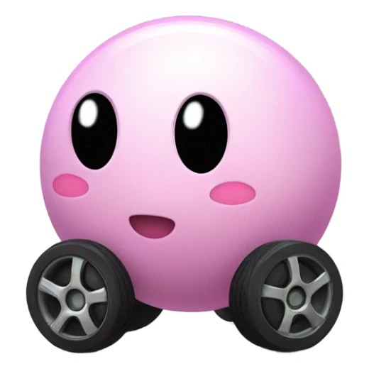 Metal cute black eyes Kirby ball driving on 4 car wheels sticker