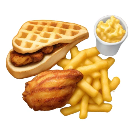 A Chick-fil-A meal with grilled chicken, mac & cheese, and waffle fries sticker