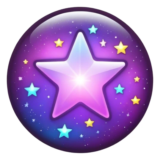 A round galactic colored button with twinkling stars in the center sticker