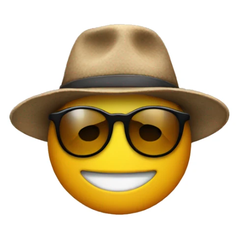 Cool emoji with a hat and a peace sign sticker