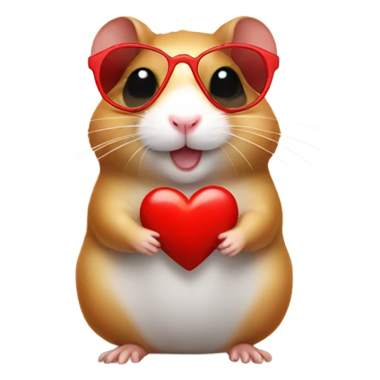 a hamster with red heart sunglasses  sticker