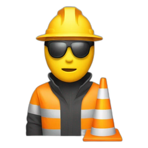 yellow man with traffic cone with black rim on their head sticker