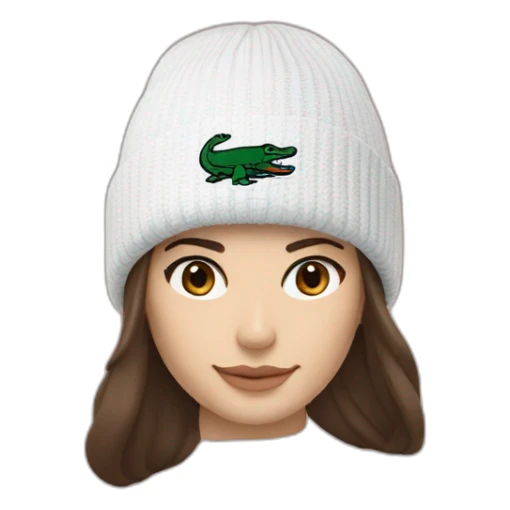 Brunette lacoste beanie with lacoste sticker