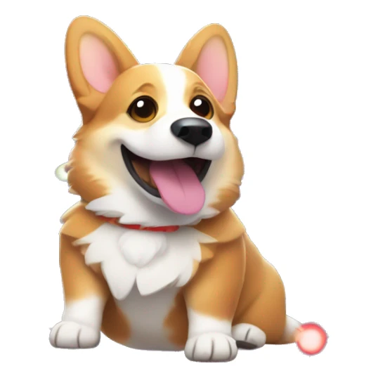 Excited corgi tangled in colorful Christmas lights, wagging its tail happily sticker