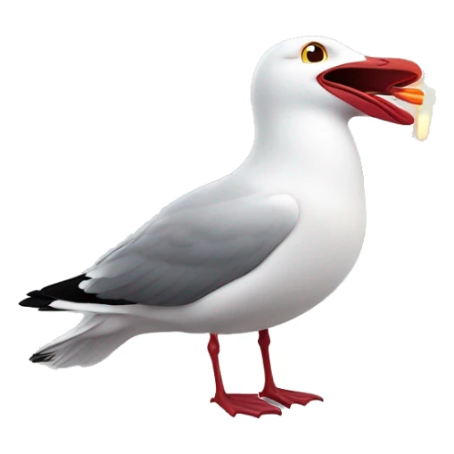 a seagull singing out loud with red laser leaving from its eyes sticker