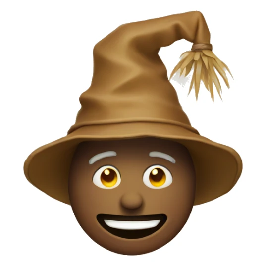 Scarecrow with the slight smile emoji in the style of discord sticker