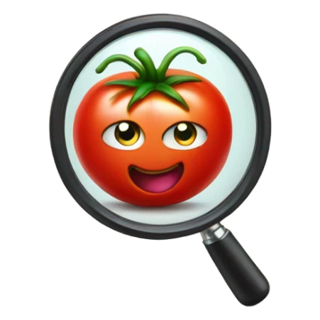 happy tomato with magnifying glass in hand sticker