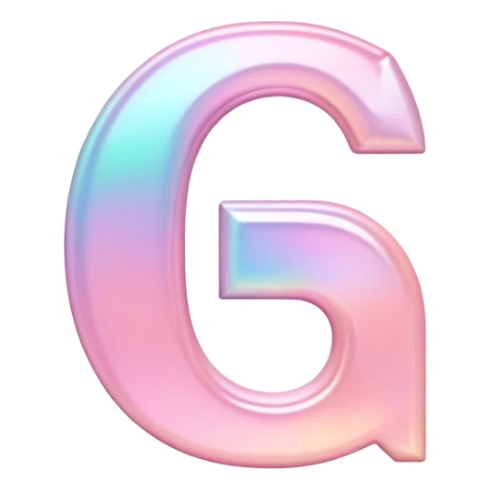 Iridescent pastel pink Font setting icon with letter G sticker