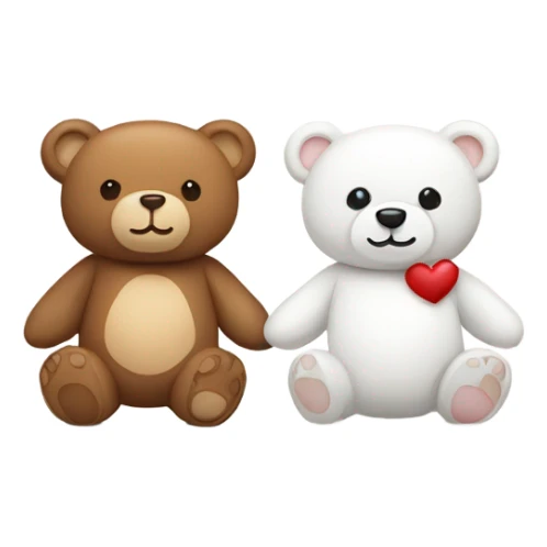 brown teddy bear and white teddy bear in love sticker