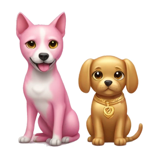 pink and gold cat and dog sticker