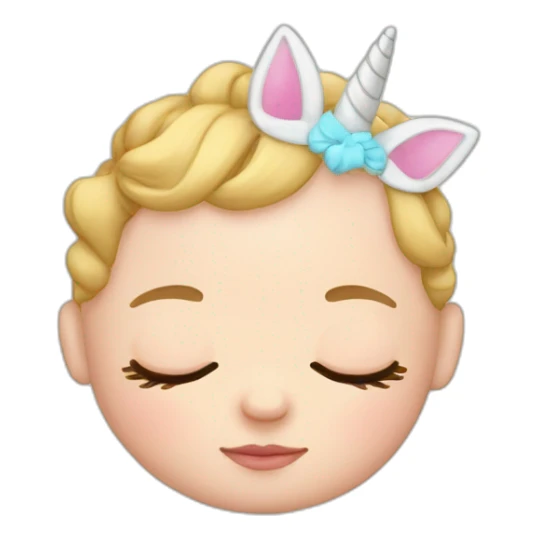 Sleeping white Newborn with unicorn headband sticker