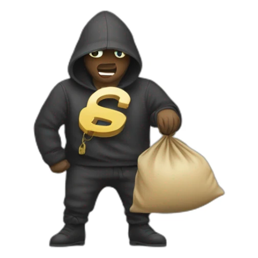 thief with a bag of money sticker