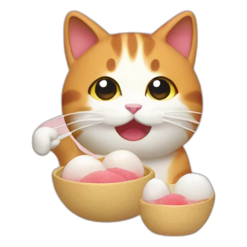 Japanese cat eating mochi sticker