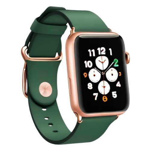 rose gold apple watch with forest green band sticker