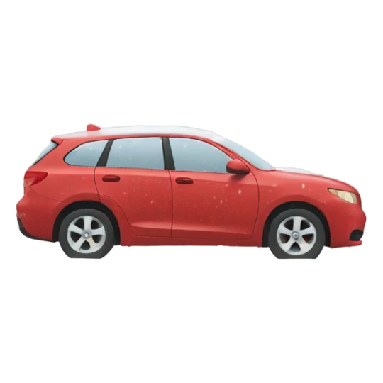 Cartoon red car in a snow storm sticker