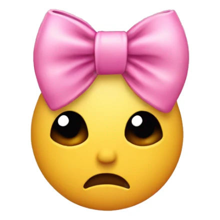 Sad emoji with a pink bow on their head sticker