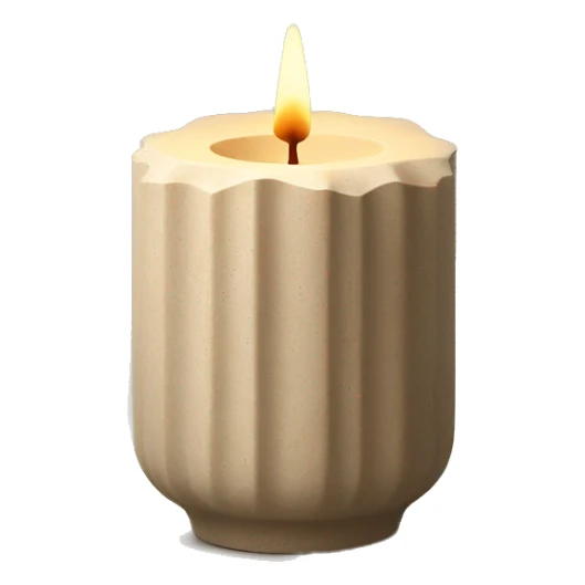 candle in beige concrete ridged vessel sticker