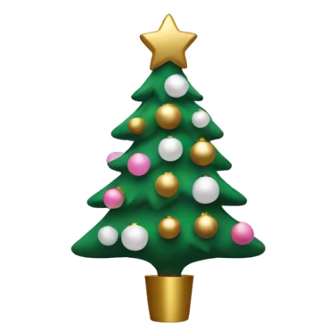 christmas tree with pink and gold and white decorations sticker