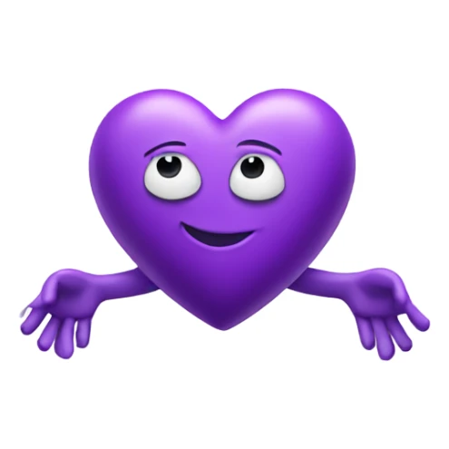 Purple love heart with arms sticker