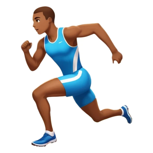 An icon featuring The background showcases a vibrant stadium with cheering fans, bright lights, and a clear sky. an athlete sprinting on a track, with powerful strides and determination. The athlete's motion is dynamic, emphasizing speed and competition. sticker
