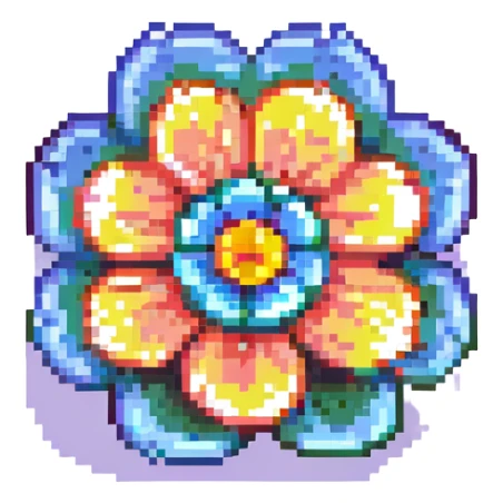 A magic flower with seven petals, each petal a different color sticker