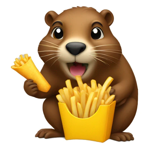 beaver eating french fries sticker