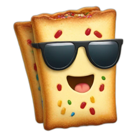 pop tart wearing sunglasses with a thumbs up sticker