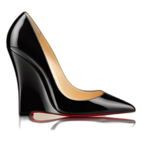 One WEDGE heel LOUBOUTIN black leather PATENT sticker