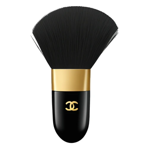 a half-moon shape with soft bristles and a black base featuring the Chanel logo. sticker