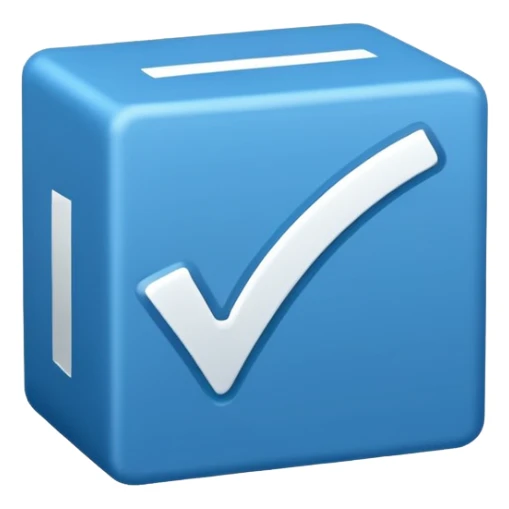 Side way check mark in bule box 2d not 3d sticker