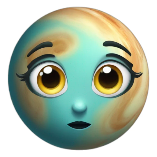 planet Venus with a cartoon feminine face with big courageous eyes sticker