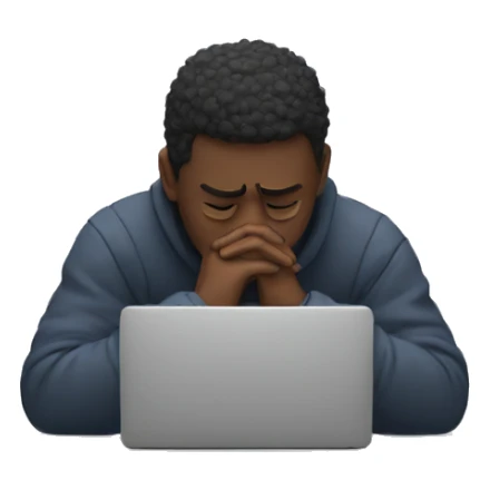 sad person with laptop sticker