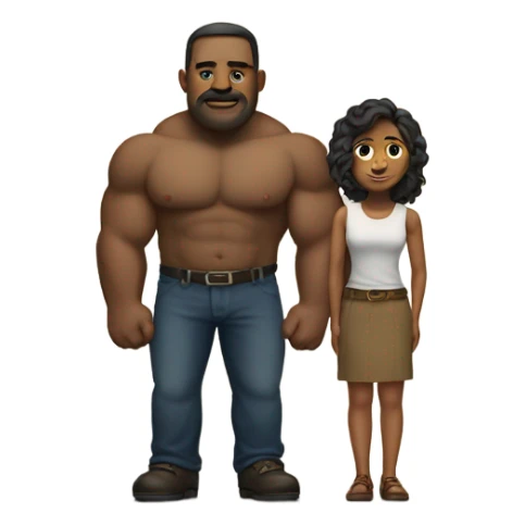 Big man with small woman sticker