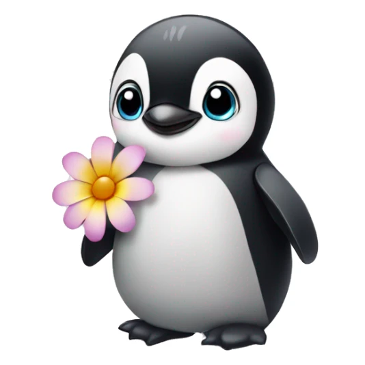 Baby penguin with flowers sticker