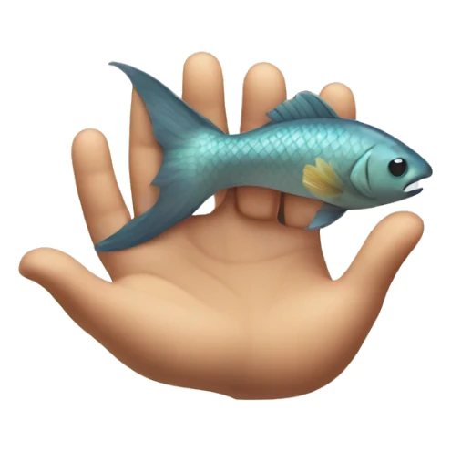 Hands apart like showing how big a fish  sticker