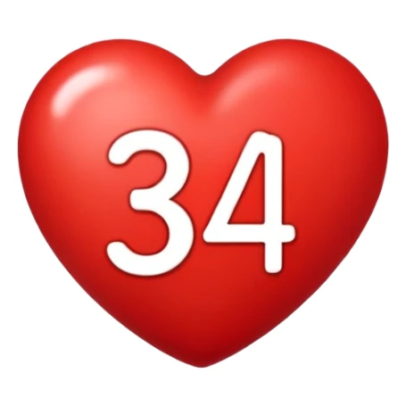 A heart with 34 in the middle  sticker