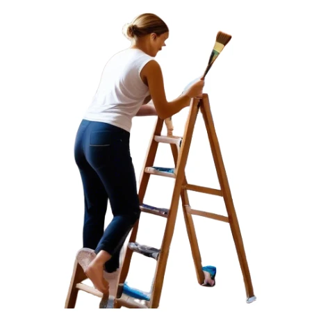 Create an icon that represents the wall painting, featuring a wall with a beautiful painting in progress. The design should include part of the wall decorated with colorful patterns or a mural, a paintbrush and a roller . The icon should show the process of creating the artwork, with the brush strokes visible on the wall, symbolizing the artistic nature of the craft. The composition should be balanced and harmonious, evoking creativity and skill. The background should be transparent. sticker
