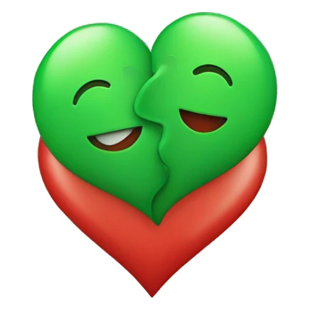 Green heart and red heart together sticker