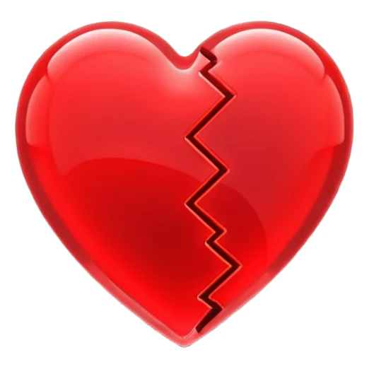 broken heart, minimalistic 3d red neon glowing transparent sticker