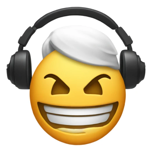 default apple smile emoji with headphones circle head non human sticker