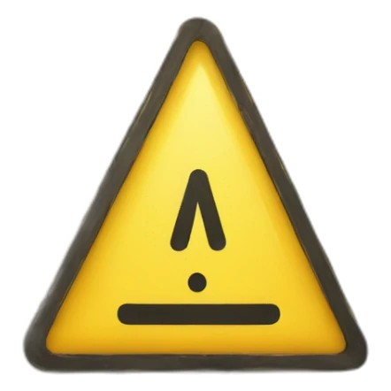 a yellow warning sign in a triangle form with an exclamation point sticker