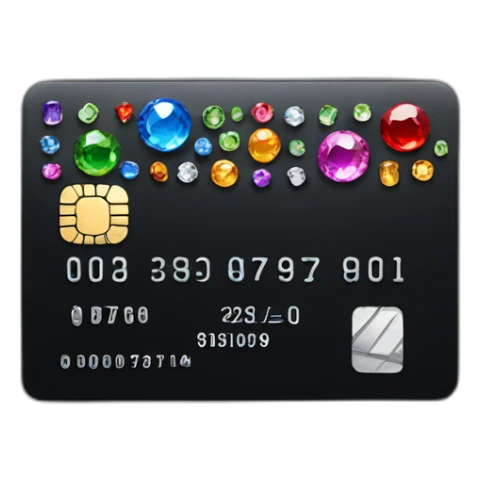 Black credit card with gems sticker