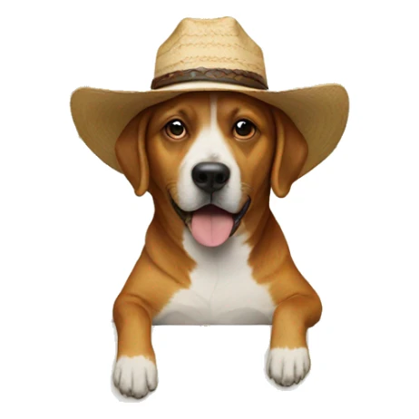a dog riding a surfboard with a cowboy hat on sticker