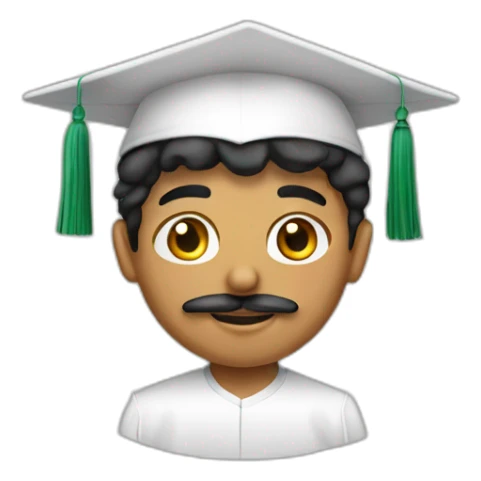 Arabic boy with curl and mustache graduation cap sticker