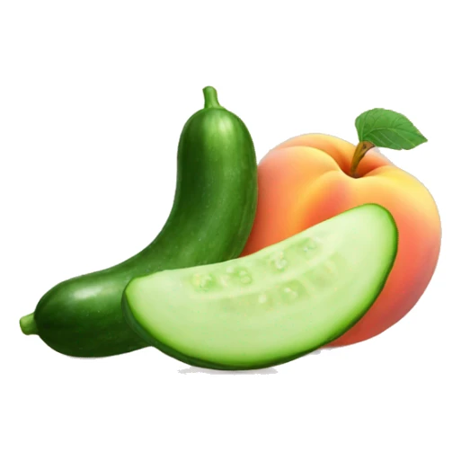 A cucumber entering a peach sticker
