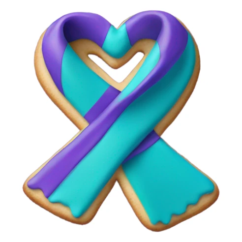 Purple teal Suicide awareness ribbon, heart cookie sticker