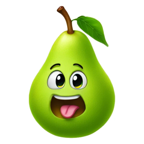 Green Cute pear with tongue sticker